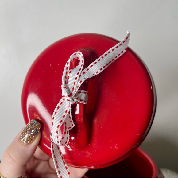 Rae Dunn Holiday Christmas Jingle Bells Cookie Jar Red Ceramic Canister New - Picture 8 of 9